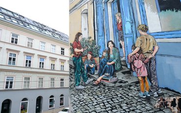 Kaiserschild Walls of Vision: Neuinterpretation von "Dorfstraße mit Drehleierspieler"